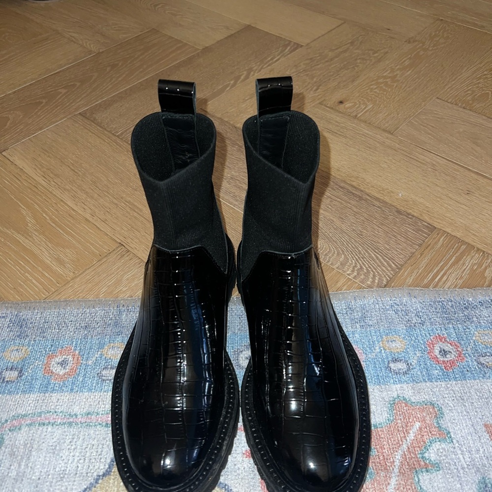 Loeffler Randall Black Croc-Embossed Women's Boots